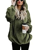 iWoo Teddy Pullover Damen Hoodie Langarmshirt Sweatshirt Mit Kapuze Damen Kapuzenpullover Pullover Tops Mit Kapuze(Armee Grün,XL)