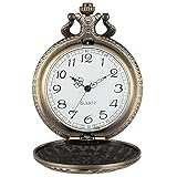 Vintage glatte Quarz-Taschenuhr Vintage Bronze Quarz Taschenuhr Lok Lok Lok Lok Lok Motor Halskette Anhänger Kette Beste Geschenke für Männer Frauen mit Zug-Zubehör Taschenuhren Vintage Taschenuhr w