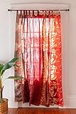 Indische alte Sari, rote Farbe, Vorhang, Tür, Fensterdekoration, Seide, Sari, Hippie, Recycling-Vorhäng