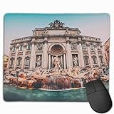 Nettes Gaming-Mauspad, Schreibtisch-Mauspad, kleines Mauspad für Laptop-Computer, Mausmatte Vintage-Art-Diagramm des Trevi-Brunnens Fontana Di Trevi Rom I