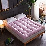 HAIBA Daunenmatratze - Bedding Gesteppte Matratzenauflage - Weich Mikrofaser Matratzen Topper - mit Spannumrandung - Matratzenschoner Unterbett auch für Boxspring-Betten,Rosa,90x200