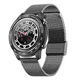 FMSBSC Smartwatch Herren, Smart Armbanduhr Herren Fitness Tracker Smart Watch Rund IP68 Wasserdicht Fitnessuhr Herren mit Pulsuhr Schrittzähler Wearable Sportuhr iOS Android Kompatibel,Metalic Black