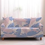ZLLPRETTY Couch Überzug Rosa Blaue Tropische Blätter Sofa Überwürfe Sofabezug 4 Sitzer Elastischer Couchbezug Sofahusse Antirutsch Sofabezüge Sofa Abdeckung Stretch Couch Überzug Sofa H