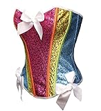 Bslingerie® Regenbogen Farbe Pailletten Vollbrust Korsett Corsage Korsagen (XL - EU 40, Regenbogen)