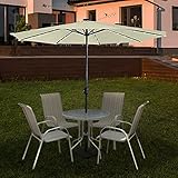 Sonnenschirm LED Solar Ø350cm Kurbelschirm Gartenschirm Beige Ampelschirm Balk