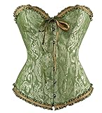 Korsett Damen Korsetts und Bustiers Shapewear Dessous Überbust Korsett plus Größe Brokat Frauen Sexy Korsett Vintage Corset (Color : 819green, Size : L)