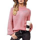 Herbst Und Winter Damen Casual Fashion Rundhals Einfarbig Strickpullover Lose Pullover Horn Langarm Pullover F