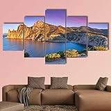 Poster,5 Teilig Leinwand 5 Stück Kunstdruck Modern Wand Aufhängen Home Dekoration Bild Design Hd Panel Bunter Sommersonnenaufgang Am Meer Royal Bay X Wohnzimmer Deko 5 Teilige Leinwandbilder Wanddek