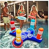 GONGYING Aufblasbarer Pool Ring Toss Pool Spiel Spielzeug Schwimmender Pool Ring mit 4 Stück Ringen für Multiplayer Wasser Pool Spiel Kinder Familie Pool Spielzeug & Outdoor Play Party F