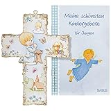 Taufkreuz Kinder-Kreuz Kinderzimmer Bub betend mit Schutzeng