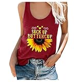 IFOUNDYOU Damen Tank Top Locker Drucken Tshirt Loose Tank Top Damen Sommer Lässige Tunika Damen Tank Tops Lang Casual 2022 Blusentop Tunika Damen Ärmellos Rundhals Camisole U