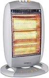 Howell RSA1214 - rotierender Halogen-Heizstrahler, 1200 W, Weiß/Grau, Maße 32 x 53 x 12,5 