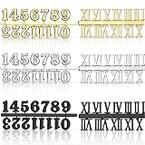 6 Stück Uhrenziffer Kit, Arabischer und Römischer Nummer in Schwarz Silber Gold, DIY Digital Uhren Nummern für Design Ersatz Reparatur Uhren Zubehör (6)