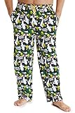 LOONEY TUNES Schlafanzughose Herren Lang, 100% Baumwolle Pyjamahose Männer Und Teens, Herren Loungewear, Lustige Freizeithose Herren, Geschenke Für Männer (L, Grün)