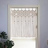 Lsimeru Makramee Scheibengardinen Bistrogardine Landhausstil Baumwolle Creme Boho Türvorhang Küchengardine Kurzstores Fenstergardinen Küche Modern 1 Stück, B 100xH 105