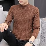 CIDCIJN Pullover Für Herren - Männer Rollkragenpullover Mode Slim Fit Pullover Herren Casual Strickwaren Pullover Männliche Rollkragenpullover Solide Herren Kleidung, Kaffee, XXL