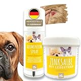 Erste Hilfe Set für Hunde I Silberspray + Lebertran Zinksalbe I Wundspray Salbe Wundschutz Haustier I Silber Spray Wundheilung, Wundsalbe Wunddesinfektion I Sprühpflaster I Sprühverband 250 ml 100