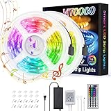 LED Streifen 10M VITCOCO LED Strips RGB 300LEDs SMD5050 20 Farben mit 44 Tasten IR-Fernbedienung, Led lichterkette mit 12V 5A Netzteil für Beleuchtung Deko,Küche, Terrasse, Party, B