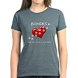 CafePress Boxers_Leave_Paw_weiß-rot PNG T-Shirt aus Baumwolle Gr. M, Charcoal H