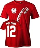Jayess Polska Fan T-Shirt 103 - Polska 12 Druck - Herren Rot Gr. S