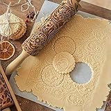 Teigroller Weihnachten Nudelholz mit muster, Weihnachten 3D Elch Schneeflocke Paisley Ölzweig teigroller muster für DIY Weihnachten Küche Plätzchen nach dem (39 cm*5 cm)