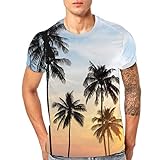 Sport T-Shirt Herren Sommer Klassischen Hawaii Hemd Männer 3D Drucken Tees Kurzarm Bluse Tops Outdoor Jogging Sweatshirt Weiß S