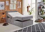 GMD Living Boxspringbett Gabriela LF 120 x 200 cm mit Bettkasten und motorischer Verstellung in hellgrau, Farbe:hellgrau, Größe:LF 120 x 200