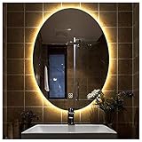 SAKLHDOQ Badspiegel 50x70cm LED Badezimmerspiegel mit Beleuchtung, Lichtspiegel Wandspiegel mit Touch Schalter, Bad Spiegel Dimmbar, mit Hintergrundbeleuchtung