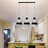 Vintage Industrie Beleuchtung Metall Loft Pendelleuchte Retro Deckenleuchte Vintage Lampe Shade Loft Coffee Bar Küchenhänge pendelleuchte E27 Lampe*3(Schwarz)