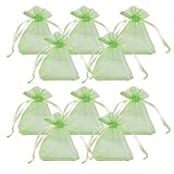 PandaHall 100 Stück Organza-Geschenkbeutel für Schmuck, rechteckig, hellgrün, 9 x 7