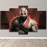 QQWW Leinwanddrucke Kreatives Geschenk 5 stück Leinwand Bilder Hd Drucke Poster abstrakt War God Ps4 Spiel Moderne Wandbilder XXL Wohnzimmer Wohnk