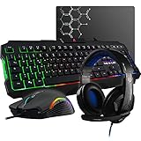 THE G-LAB Combo Argon E - 4-in-1 Gaming Bundle - Hintergrundbeleuchtung QWERTY Gamer Tastatur, 3200 DPI Gamer Mouse, Gaming Headset, Anti-Rutsch-Mauspad - PC PS4 Xbox One Gamer Pack