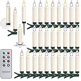 Monzana 30x LED Weihnachtskerzen Kabellos Flackern Dimmbar Timer Fernbedienung Batterie Weihnachtsbaum Lichterkette B