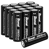 BONAI Akku AA 2800mAh Wiederaufladbare Batterien hohe Kapazität 1,2V Mignon AA Accu NI-MH Aufladbare Akkubatterien HR6 Rechargeable Battery geringe Selbstentladung (16 Stück)