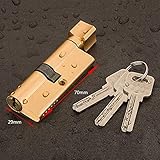 LEYIS Türfass-Sperre. Türzylinder-Schloss Voreingenommener 70mm 3 Tasten Diebstahlindiebstahleingang Messing AB Türschloss Home Security Interieur Schlafzimmer Schlosszylinder (Color : Gold)