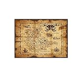 Fototapete Vintage Schatzkarte 140CM X 100CM, Fototapeten, Wandbild, Motivtapeten, Panorama Wand Dekoration, Moderne Wand-deko Dekoration Wohnung Wohnzimmer Wandtap
