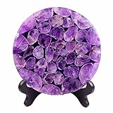 ZHDECOR Amethyst Kristalle und Heilsteine ​​Runde Scheibenfiguren, Lila Kristall-Sorgenstein, Amethyst heilende Kristallfelsen Heimtextilien O
