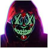 SUHUA Halloween Maske LED Grusel Maske LED Purge Maske im Dunkeln Leuchtend für Halloween für Kostümspiele Cosplays Feste und Partys (Green)