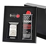 polar-effekt Zippo-Store Zippo Sturmfeuerzeug Geschenk-Set - 1 Flasche Benzin (125ml) - 6 Feuersteine - mit Gravur - inkl. Geschenketui - Wind- und Wetterfest Motiv Leg