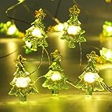 BrizLabs Weihnachtsbaum Förm Lichterkette, 20 LED 2M Batterie Weihnachten Lichterkette Innen mit Timer Silberdraht Lichterketten für DIY Fenster Winter Home Festival Außen Dek