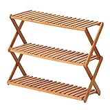 XINKONG Schuhständer Faltschuh Rack Multifunktionale Lagerregal Staubdichte Natur Bambusschuhe Organizer (Größe: 3-Tiere) DAKSL (Size : 3Tier)
