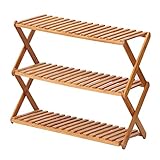 XINKONG Schuhständer Faltschuh Rack Multifunktionale Lagerregal Staubdichte Natur Bambusschuhe Organizer (Größe: 3-Tiere) DAKSL (Size : 3Tier)