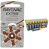 Rayovac Extra Advanced Zink Luft Hörgerätebatterie (in der Größe 312er Frustfrei-Pack, mit 60 Batterien) braun & VARTA Industrial Batterie AA Mignon Alkaline Batterien LR6-40er Pack