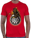 HARIZ Herren T-Shirt Adler Dartscheibe Dart Sprüche Dartscheibe Sport Fun Trikot Plus Geschenkkarte Rot 3XL