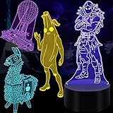 3D Illusion Lampe Nachtlicht, 4 Muster und 16 Farben 3D Licht mit Fernbedienung Schlafzimmer Deko 3D LED Lampe für Kinder Jungen Männer Gamer Geburtstag Weihnachten Geschenk