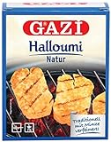 Gazi Halloumi Natur - 5x 250gramm Vakuum - Pfannenkäse Pfanne Grillkäse Grill Ofenkäse Ofen 43% Fett in Vakuumverpackung mit Minze Schnittkäse Käse mikrobielles Lab Halal vegetarisch g