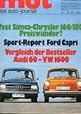 'mot - das auto-journal', Heft 2/1971, Tests (Simca-Chrysler 160 + 180 / Vergleich Audi 60 - VW 1600), Fahrberichte (Opel Ascona / Ford Capri RS 2600), Technik der Youngtimer der frühen 70