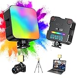 Videoleuchte Led, Behozel RGB KameraLicht mit 2500mAh Akku,84 Lichtperlen Dimmbare filmlicht 2500K-9000K,360 Farben CRI95,Zurück Magneten VlogLicht,Dauerlicht Fotolampe,Mini Videolicht,30 Blitzeffek