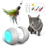 HOFIT Interaktives Elektrischer Katzenspielzeug Automatischer Drehender Katzenball mit LED-Lichtspielzeug,Katzen Roller Ball Intelligenzspielzeug Für Kätzchen und H