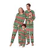 Weihnachtspyjama Weihnachten Schlafanzug Familie Pyjama Set Zweiteiliger Langarm Shirt mit Langhosen Nachtwäsche Schlafanzüge Hausanzug Freizeitanzug